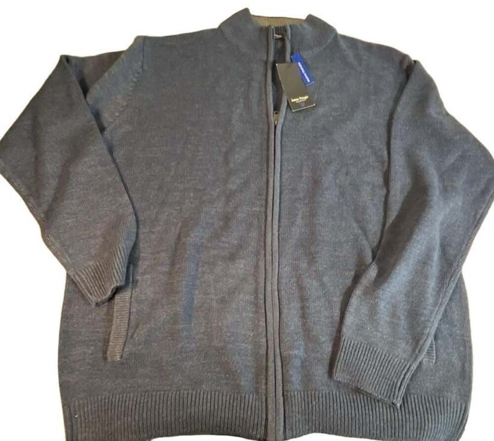James Pringle Collection Full Zip Sweater Size XXL Blue Acrylic